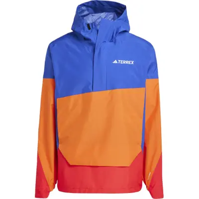 Adidas Men's Terrex Xploric 2.5L Climaproof Anorak Semi lucid blue/ Semi impact orange / Pure ruby