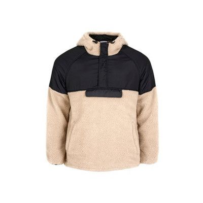 KnowledgeCotton Apparel Teddy Oversized Anorak - Grs/Vegan Black/Sand