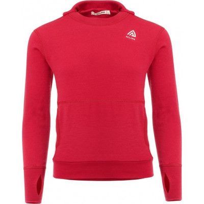 Aclima Warmwool Hood Sweater Children Jester Red/Beige Melange