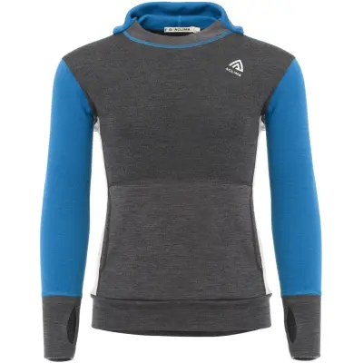 Aclima WarmWool Hoodsweater Jr Corsair/Marengo/Beige Melange