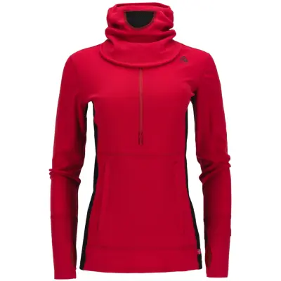 Aclima WarmWool Hoodsweater w/Zip W's Jester Red/Jet Black