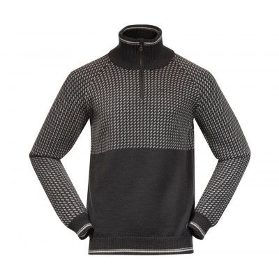 Bergans Alvdal Wool Half Zip Men Solid Dark Grey/Vanilla White