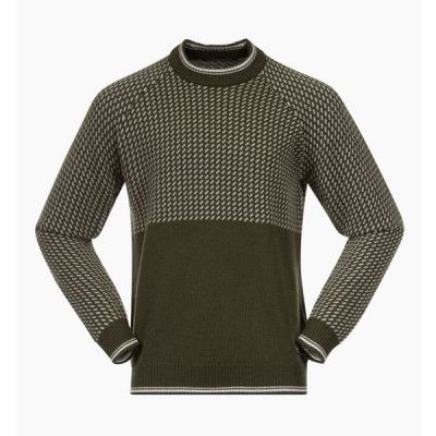 Bergans Alvdal Wool Jumper Men Dark Olive Green/Vanilla White