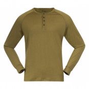 Bergans Lysebu Henley Wool Long Sleeve Shirt Men Olive Green