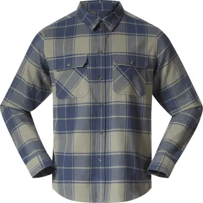 Bergans Men's Nordmarka Flannel Shirt Green Mud/navy Blue Check