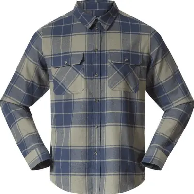 Bergans Nordmarka Flannel Shirt Men Green Mud/Navy Blue Check Green Mud/Navy Blue Check XXL