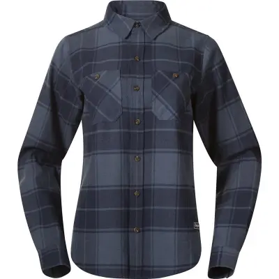 Bergans Nordmarka Flannel Shirt Women Granite Blue/Navy Blue Check Granite Blue/Navy Blue Check L