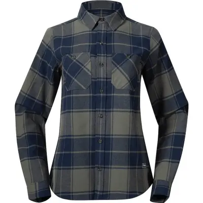 Bergans Nordmarka Flannel Shirt Women Green Mud/Navy Blue Check Green Mud/Navy Blue Check S