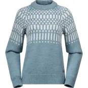 Bergans Women's Nordmarka Merino Jumper Light Agave Green/vanilla White