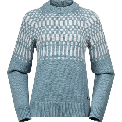 Bergans Women's Nordmarka Merino Jumper Light Agave Green/vanilla White