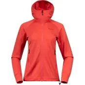 Bergans Women's Rabot Merino Tech Midlayer Hoodie Peachy Red