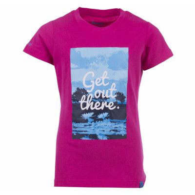 Flower Youth Girl Tee, Hot Pink/Br Seablue, 164,  Bergans