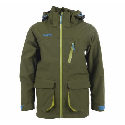 Folven Youth Jkt, Green Tea/Br Seablue/Lime, 128,  Bergans