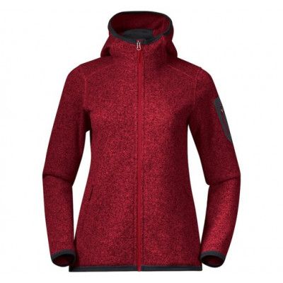 Kamphaug Knitted W Hoodie, Red, L,  Sweatshirts