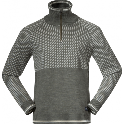 Bergans Men's Alvdal Wool Half Zip Solid Dark Grey/Vanilla White
