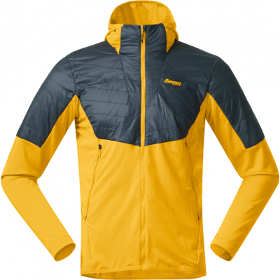 Bergans Men's Senja Midlayer Hood Jacket Light Golden Yellow/Orion Blue