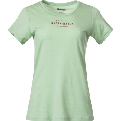 Bergans Women's Graphic Wool Tee Light Jade Green/Chianti Red