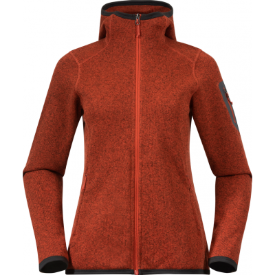 Bergans Women's Kamphaug Knitted Hoodie Brick