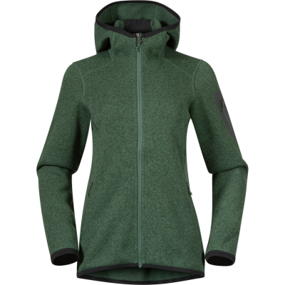 Bergans Women's Kamphaug Knitted Hoodie Dark Jade Green