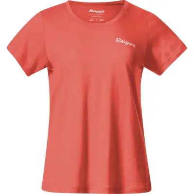 Bergans Women's Rabot Emblem Wool Tee Peachy Red