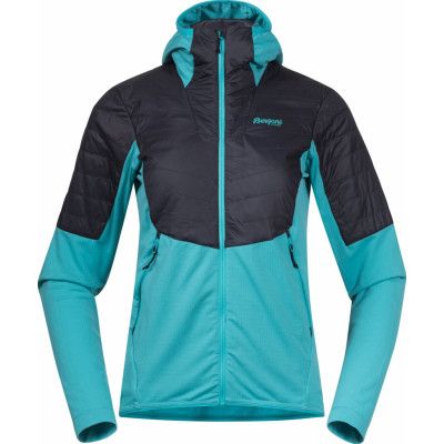 Bergans Women's Senja Midlayer Hood Jacket Light Glacier Lake/Solid Charcoal
