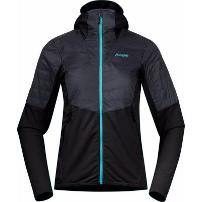 Bergans Women's Senja Midlayer Hood Jacket Black/Solid Charcoal/Light Glacier