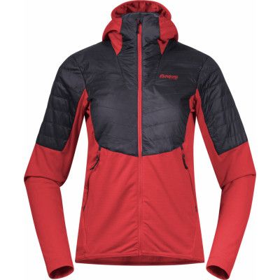 Bergans Women's Senja Midlayer Hood Jacket Light Dahlia Red/Solid Charcoal