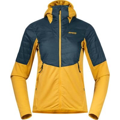 Bergans Women's Senja Midlayer Hood Jacket Light Golden Yellow/Orion Blue