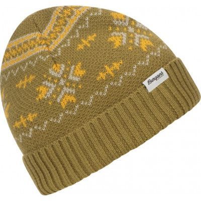 Bergans Youth Jacquard Beanie Olive Green/Light Golden Yellow
