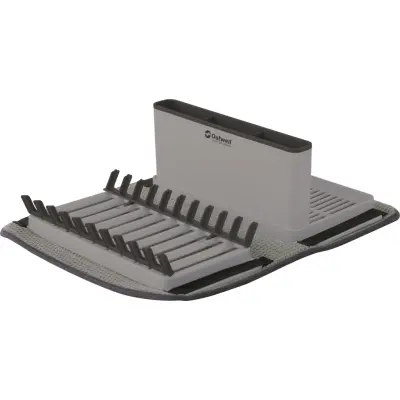 Outwell Dunton Foldable Dish Rack With Sponge Drain Grey