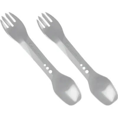 Lifeventure Ellipse Spork, 2-Pack Light Grey