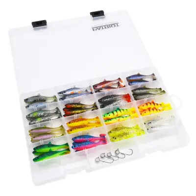 Patriot Baitfish 8 cm MEGA jiggsortiment 64 st + jiggskallar + ask