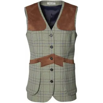 Chevalier Advie Tweed Shooting Vest Women Willow Green Checked