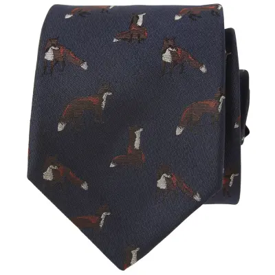 Chevalier Dixter Silk Tie Dark Navy Foxes