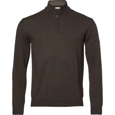 Chevalier Men's Aston Half Zip Merino Pullover Leather Brown