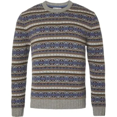 Chevalier Moss Wool Sweater Men Stone Grey Jaquard