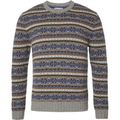 Chevalier Moss Wool Sweater Men Stone Grey Jaquard