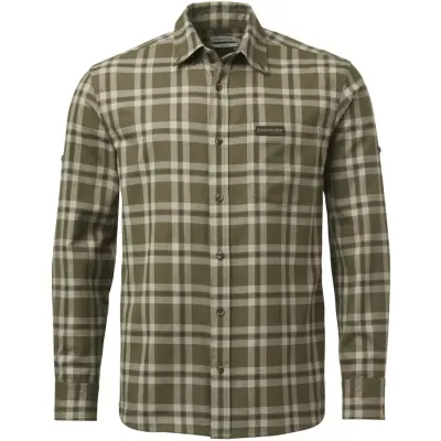 Chevalier M's Teal Light Flannel Shirt Olive Green Checked