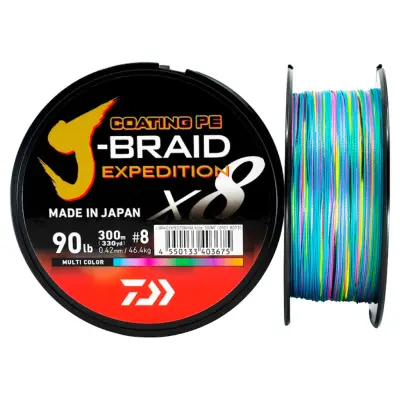 Daiwa J-Braid Expedition X8 Multicolor 300 m flätlina 0,42 mm