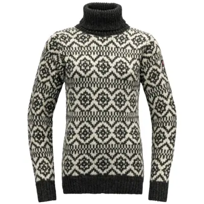 Devold Hoddevik Wool High Neck Anthracite/Offwhite