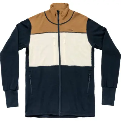 Devold Men's Egga Grid Merino Jacket Wheat/Raw White/Ink