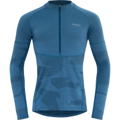 Devold Men's Standal Merino Shirt Zip Neck Blue Melange