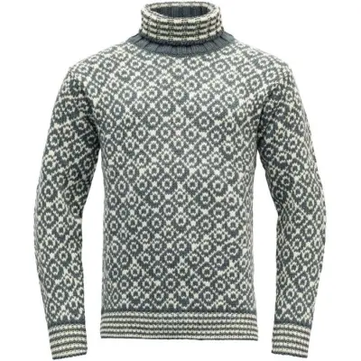 Devold Svalbard Sweater High Neck Turbulence/Offwhite