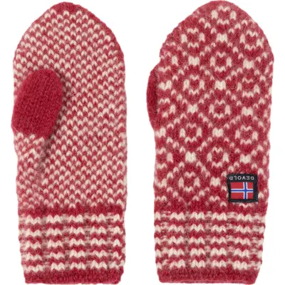 Devold Svalbard Wool Mitten Hindberry/Offwhite