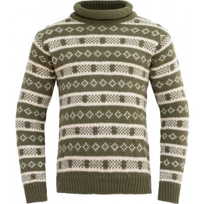 Devold Unisex Alnes Wool Roll Neck Olive/offwhite