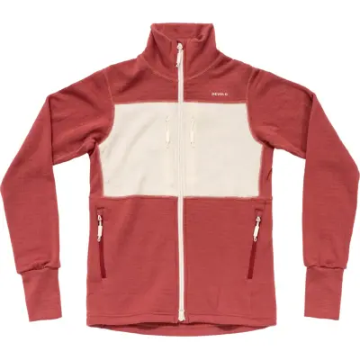Devold Women's Egga Grid Merino Jacket Marsala/Offwhite