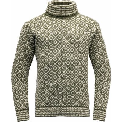 Devold Unisex Svalbard Sweater High Neck Olive/Offwhite