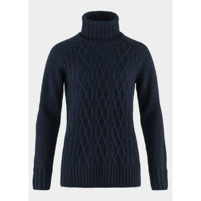 Övik Cable Knit Roller Neck W, Dark Navy, L,  Mode