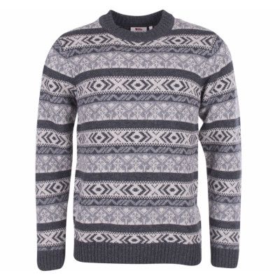 Övik Folk Knit Sweater, Dark Grey, L,  Fjällräven