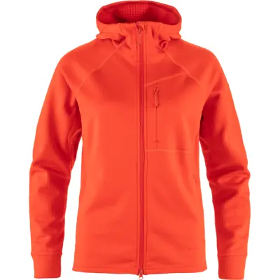 Fjällräven Women's Abisko Grid Fleece Hoodie Flame Orange